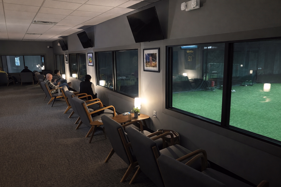 Parent-friendly observation lounge with Wi‑Fi and seating at Soccer Field Academy (serving Bexley and New Albany)