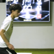Young soccer player training on the SoccerBot360 interactive tech system during a skills assessment at Soccer Field Academy in Columbus, Ohio