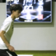 Young soccer player training on the SoccerBot360 interactive tech system during a skills assessment at Soccer Field Academy in Columbus, Ohio