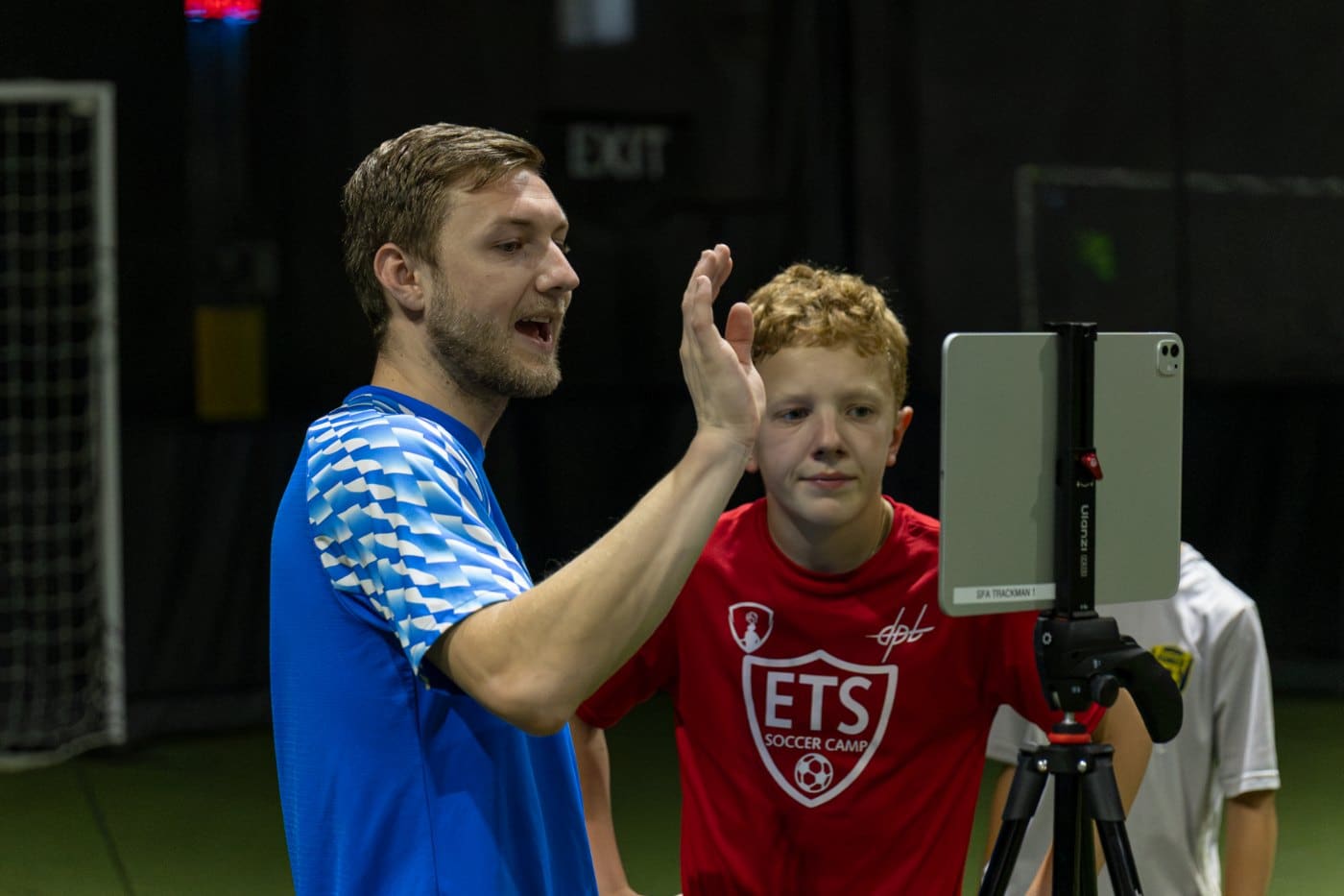 SFA coach working one-on-one with a young player during a private training session in Columbus, Ohio
